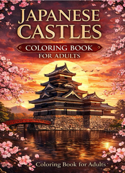 JAPANESE CASTLES: Coloring Book for Adults 表紙
